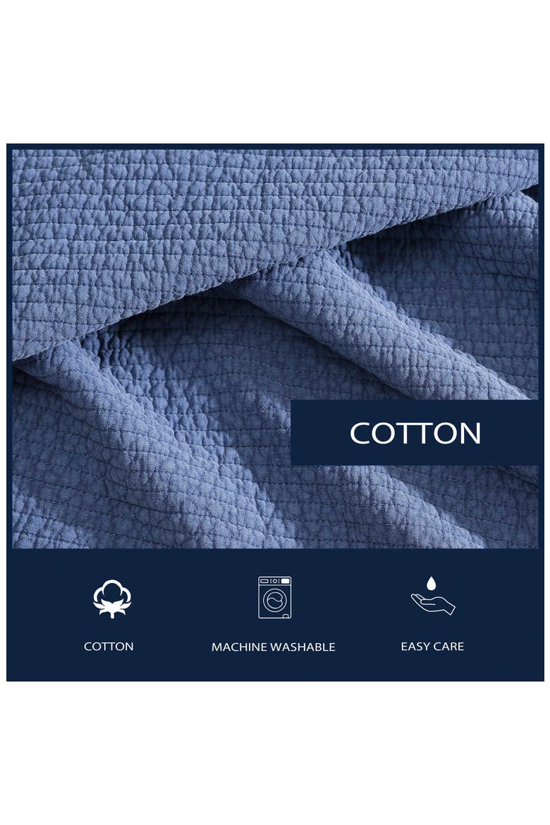 Seashore Stitch Cotton King Quilt Sham Set, Alternate, color, NAVY