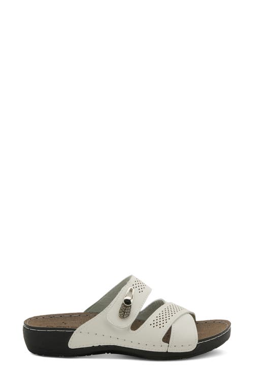 Flexus By Spring Step Perforated Slide Sandal In White