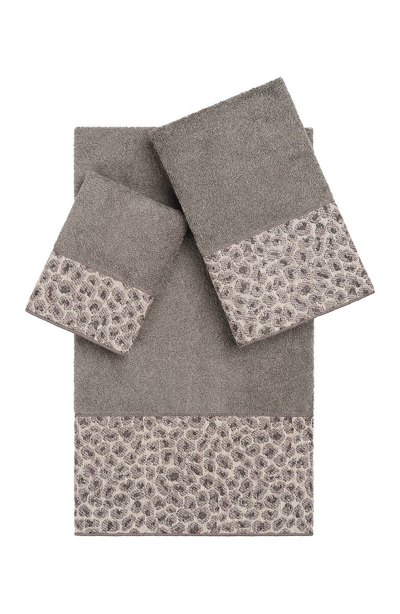 Linum Home Textiles Spots 3-Piece Embellished Towel - Dark Grey, Alternate, color, Dark Grey