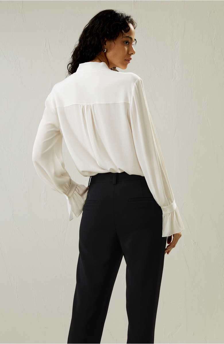 Lilysilk Silk V-neck Ribbon Blouse, Alternate, color, Natural White