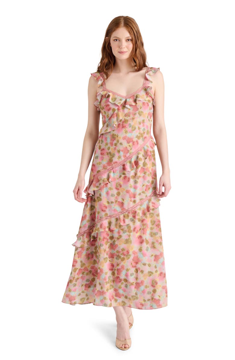 Steve Madden Versailles Floral Ruffle Dress, Alternate, color, Watercolor Confetti