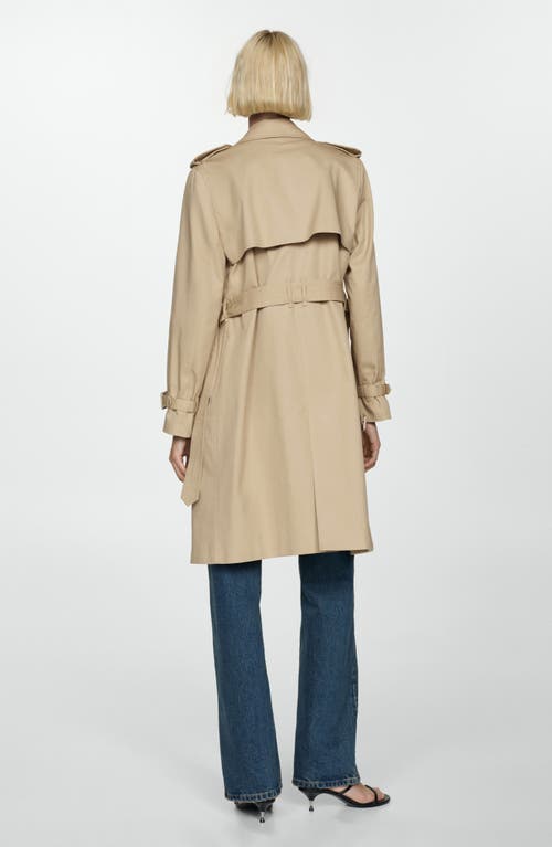 Mango Classic Double Breasted Water Repellent Cotton Trench Coat