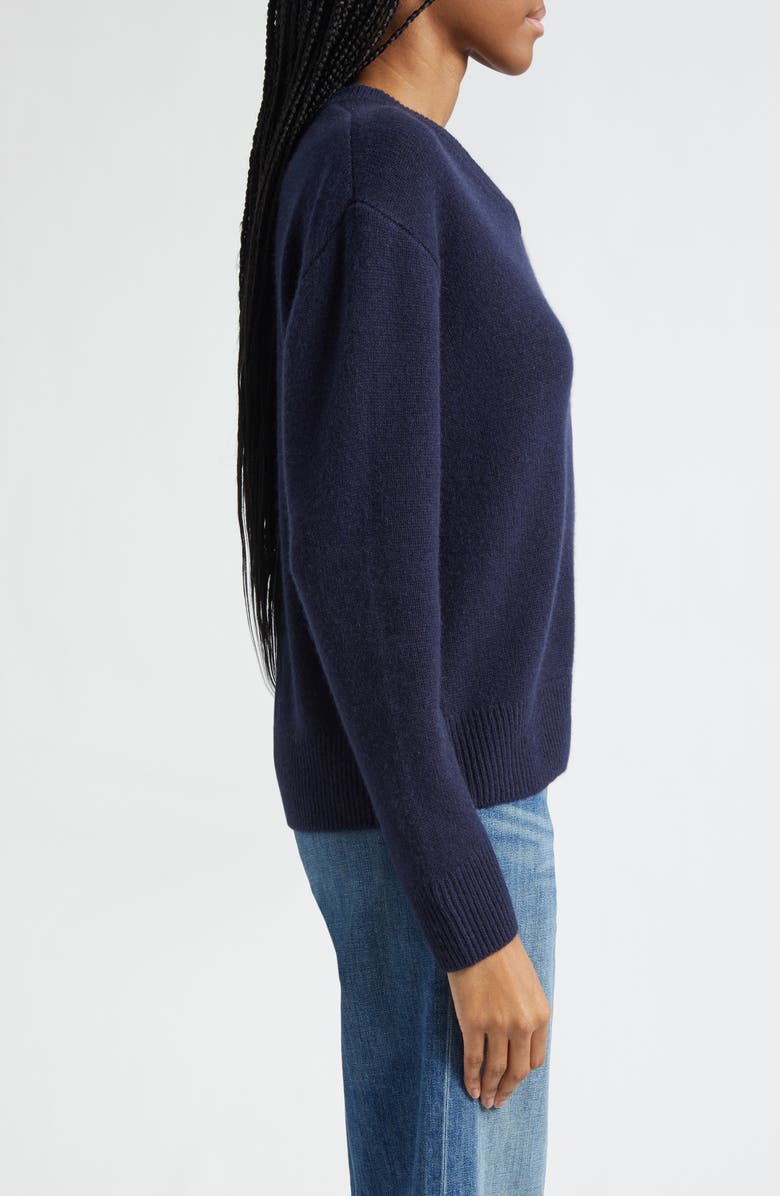 Sporty 
Rich SRC Monogram Cashmere 
Wool V-Neck Sweater, Alternate, color, Dark Navy