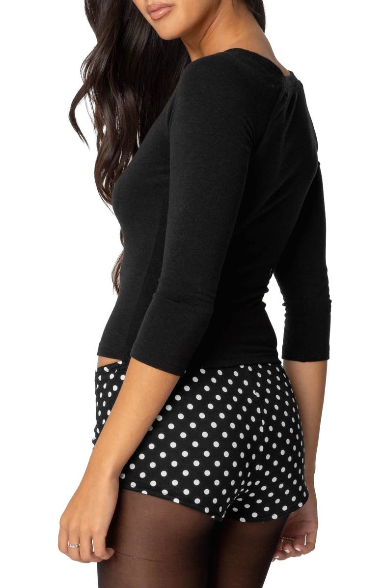 EDIKTED Mary Raglan Sleeve Crop Top, Alternate, color, Black