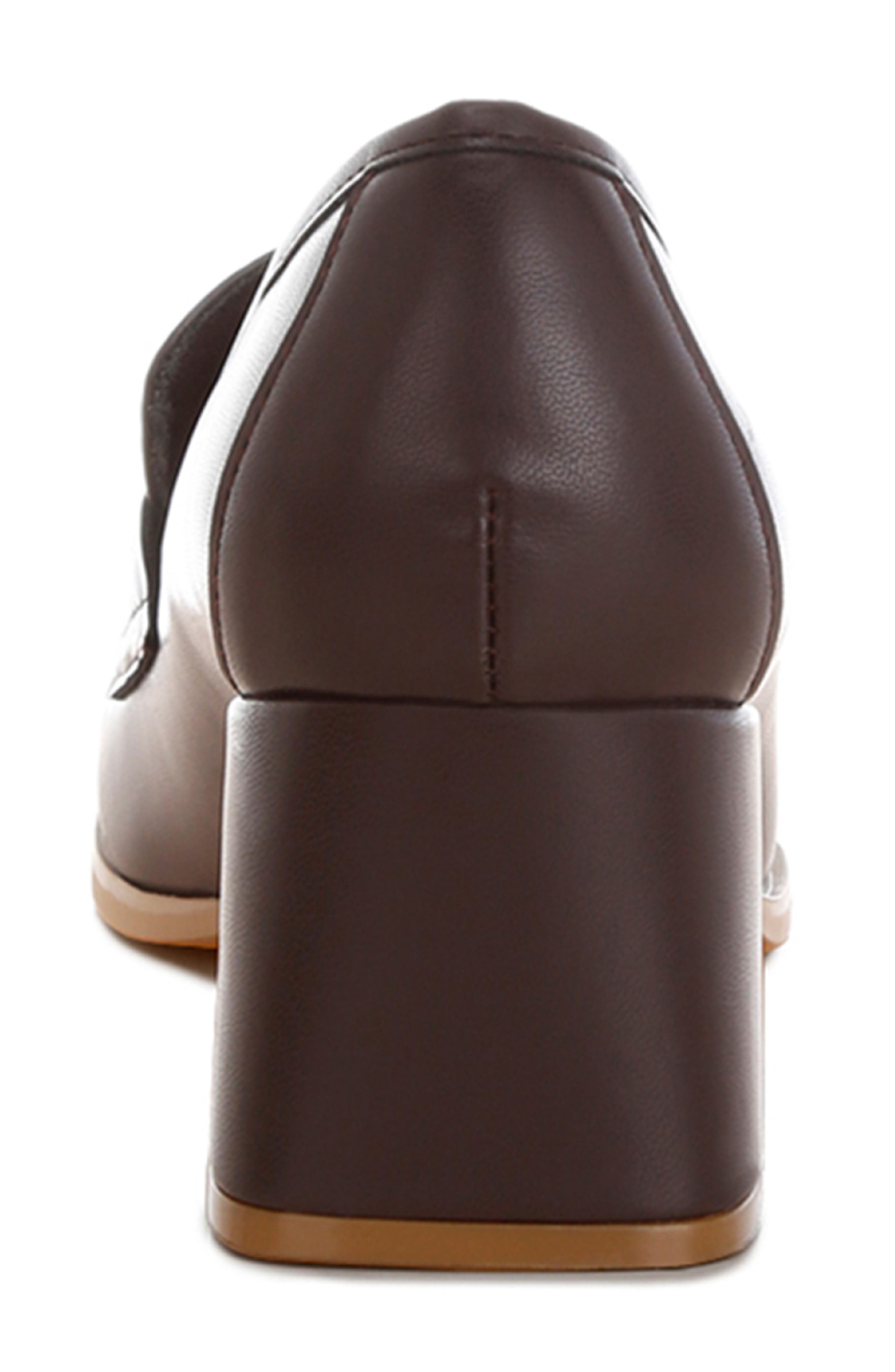 Sutapa Penny Strap Flared Block Heel Loafer, Alternate, color, BROWN