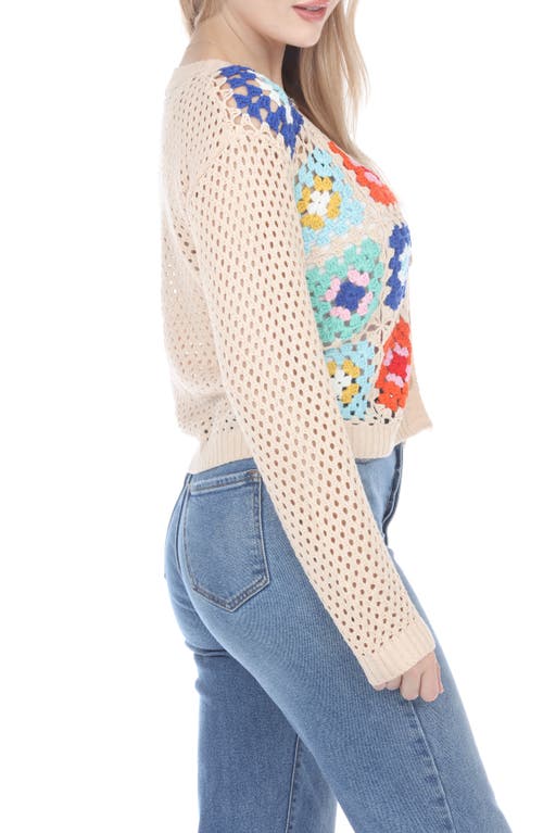 RAIN AND ROSE RAIN AND ROSE GRANNY SQUARE OPENWORK CARDIGAN 