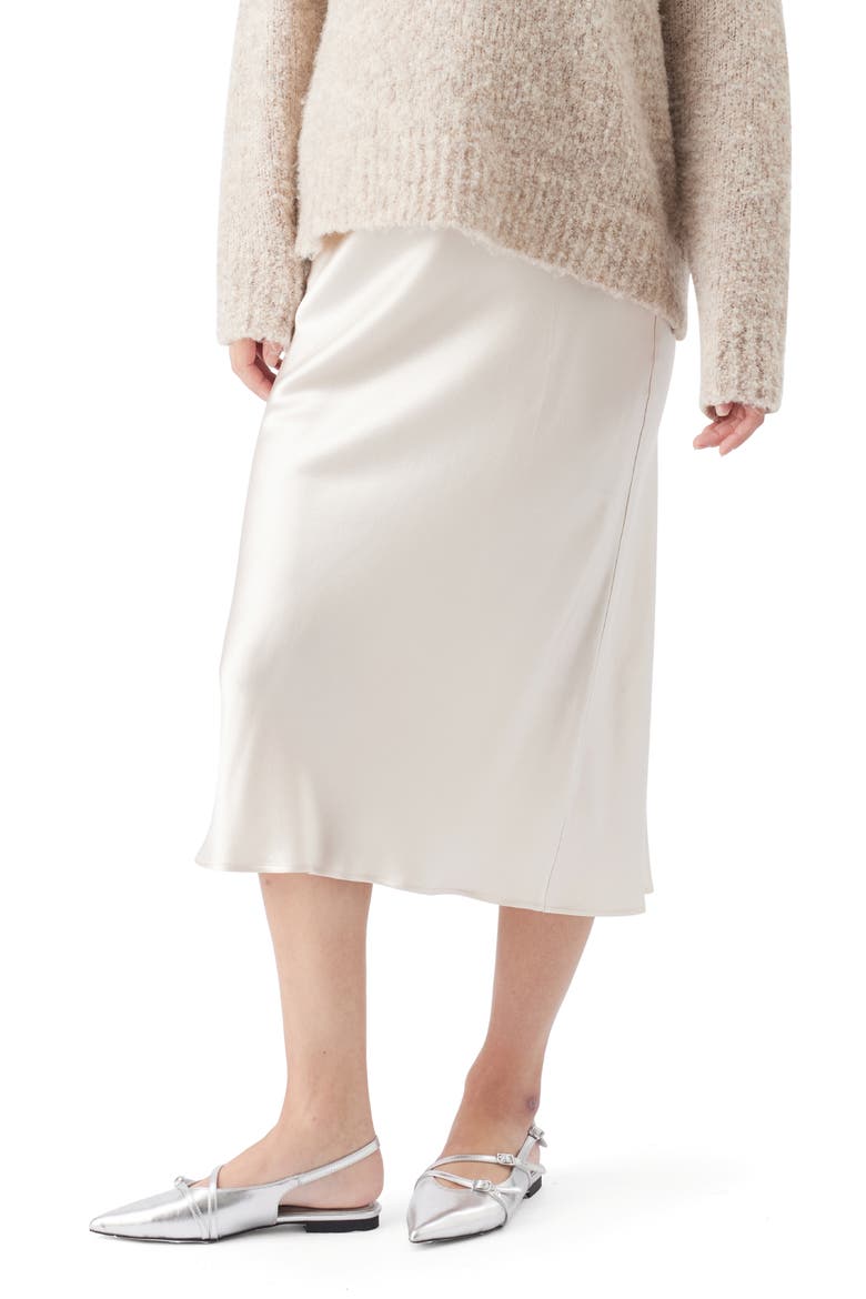 Crystal Satin Skirt, Alternate, color, Oyster