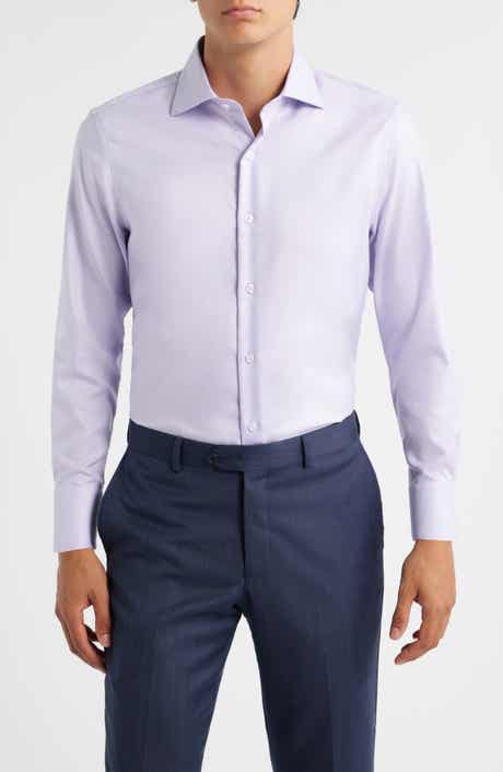 ZANETTI Trim Fit Textured Cotton Dress Shirt