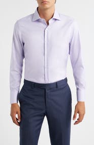 ZANETTI Trim Fit Textured Cotton Dress Shirt