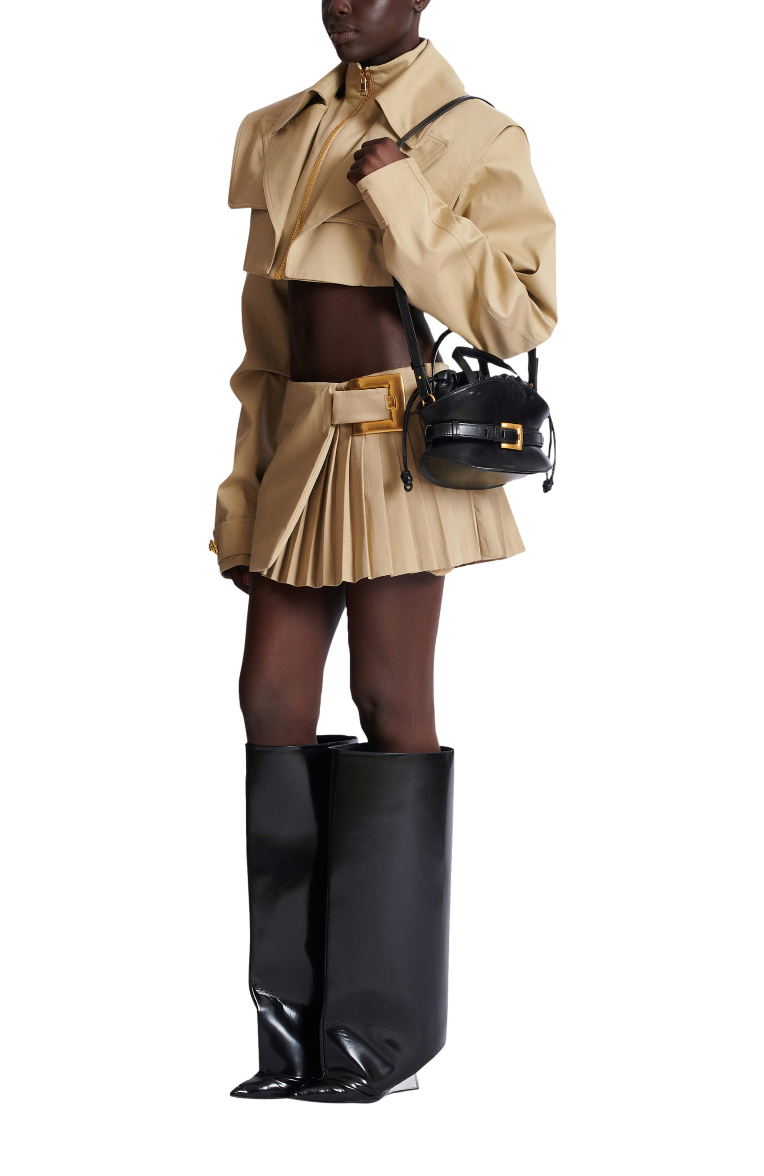 Balmain Shuffle Mini bag in calfskin leather, Alternate, color, 