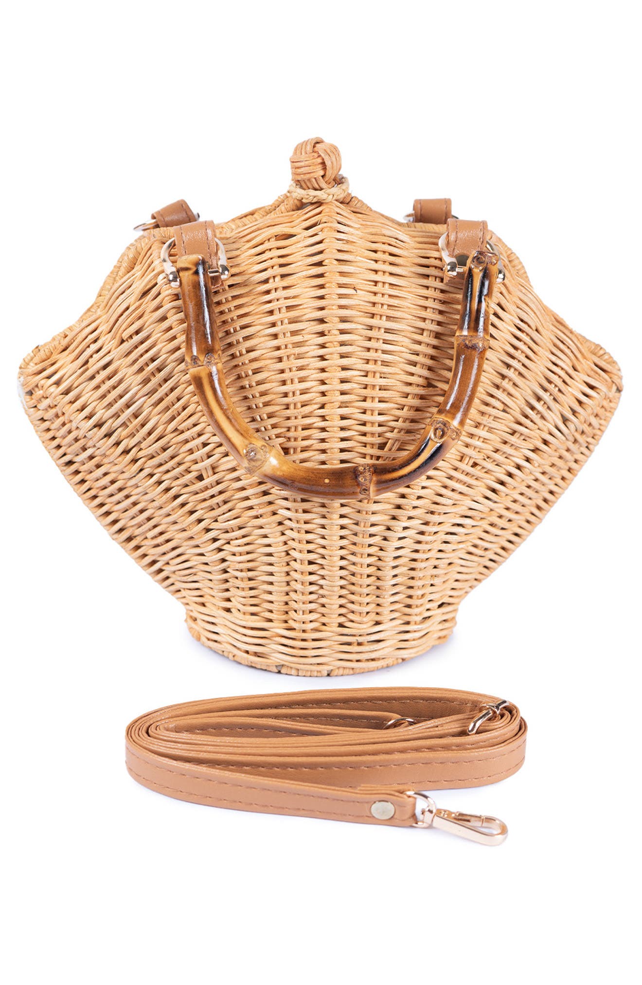 Jelavu Shelly Handwoven Rattan Seashell Bag, Alternate, color, 