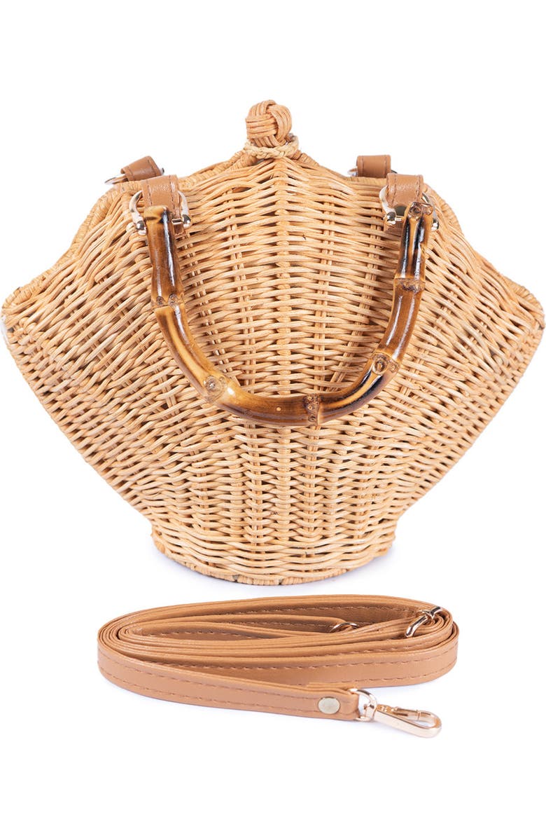 Jelavu Shelly Handwoven Rattan Seashell Bag, Alternate, color, Natural