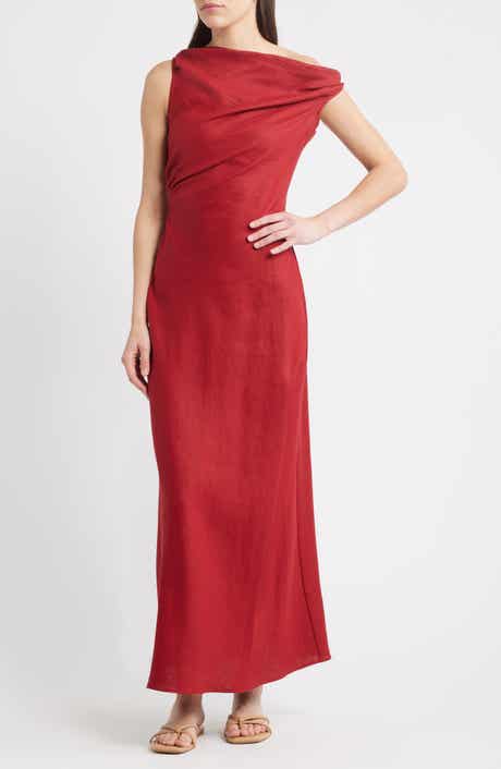 Faithfull the Brand Suis Asymmetric Neck Midi Dress