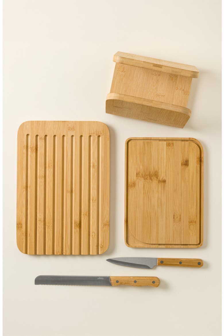 Space-Saving Knife & Cutting Board Set, Alternate, color, Natural