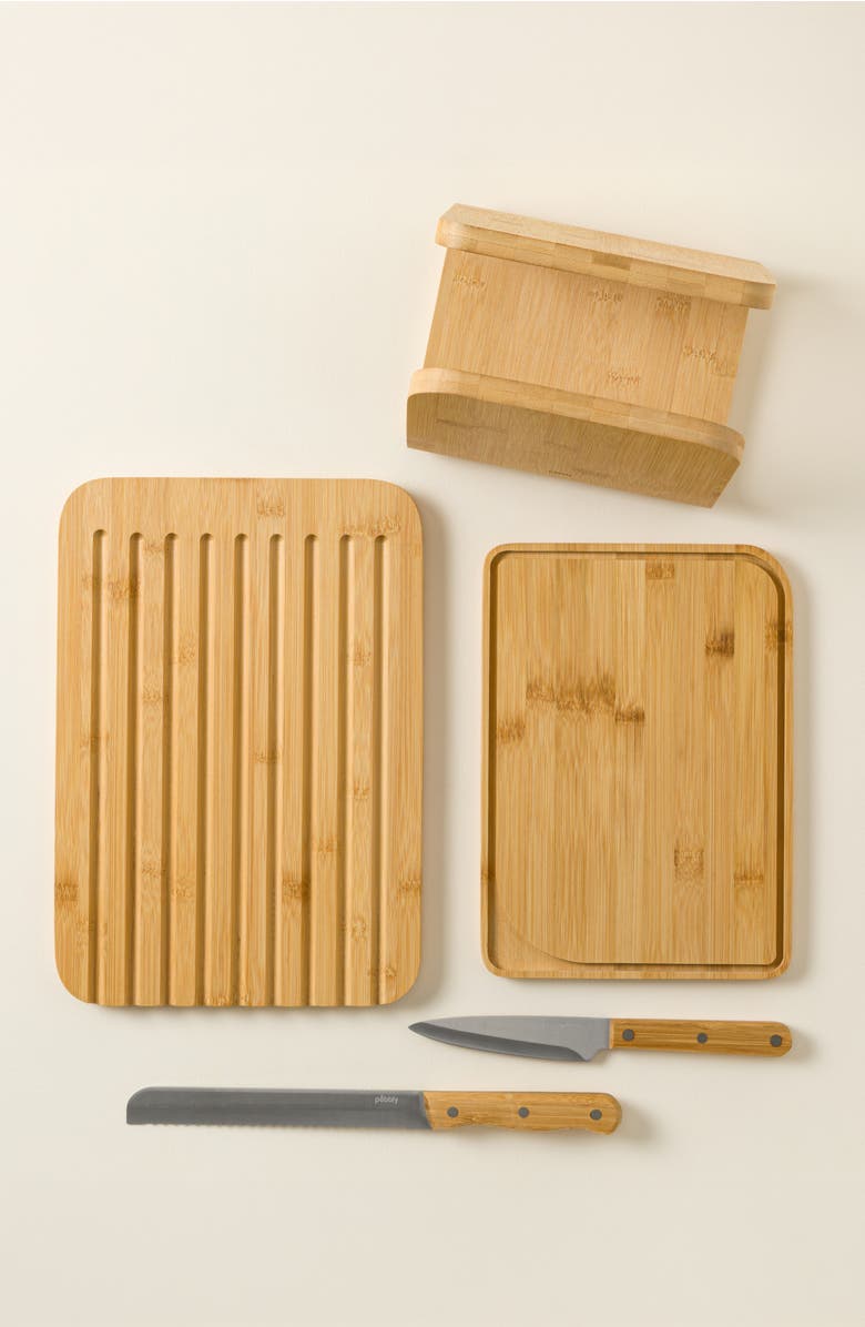 Uncommon Goods Space-Saving Knife & Cutting Board Set, Alternate, color, Natural