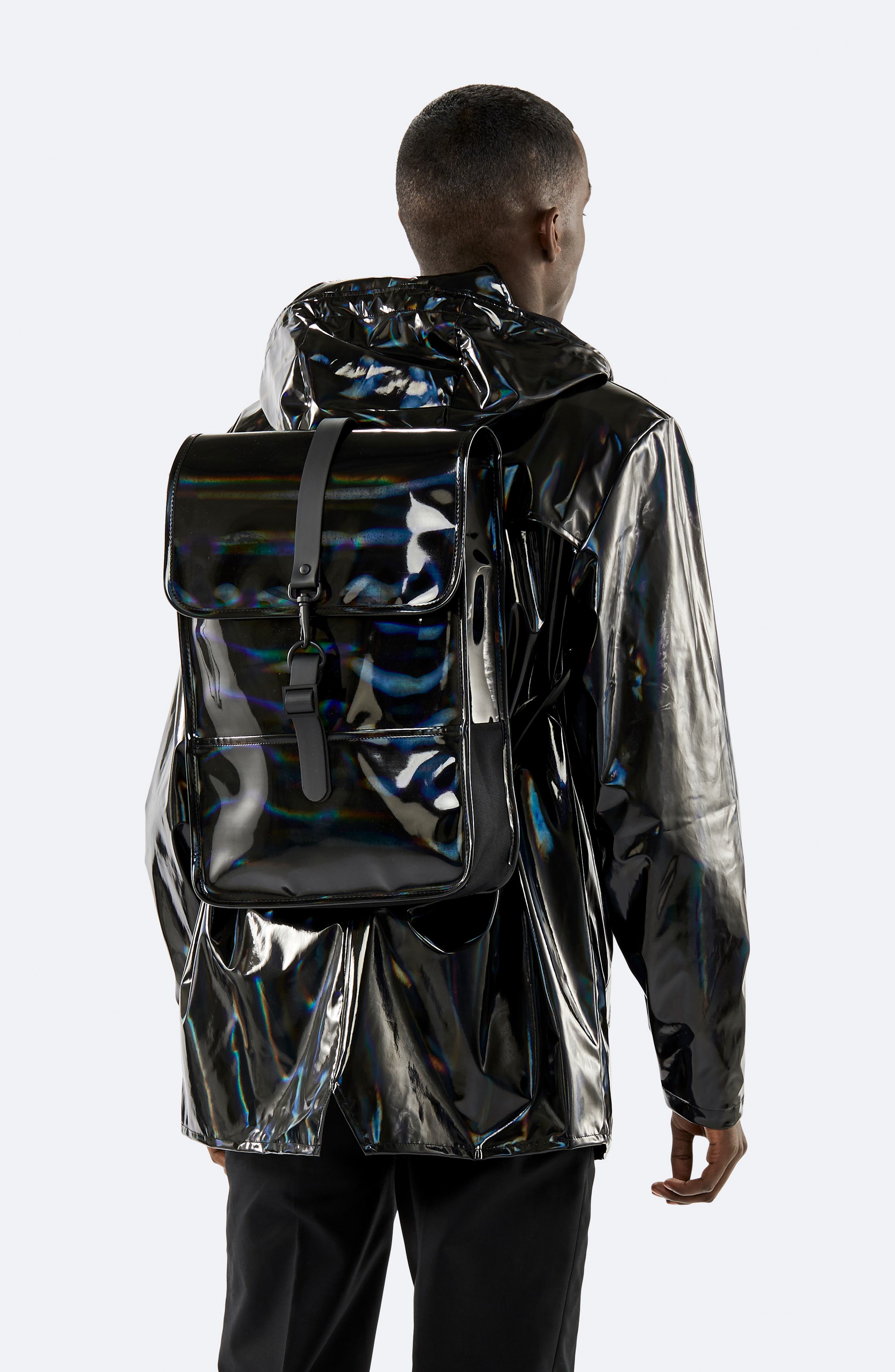 Rains Mini Waterproof Holographic Backpack, Alternate, color, 