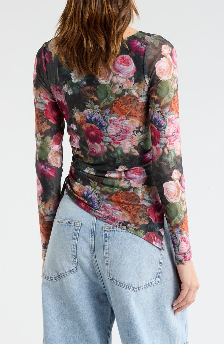 Madden Girl Boat Neck Asymmetrical Ruched Long Sleeve Top, Alternate, color, 