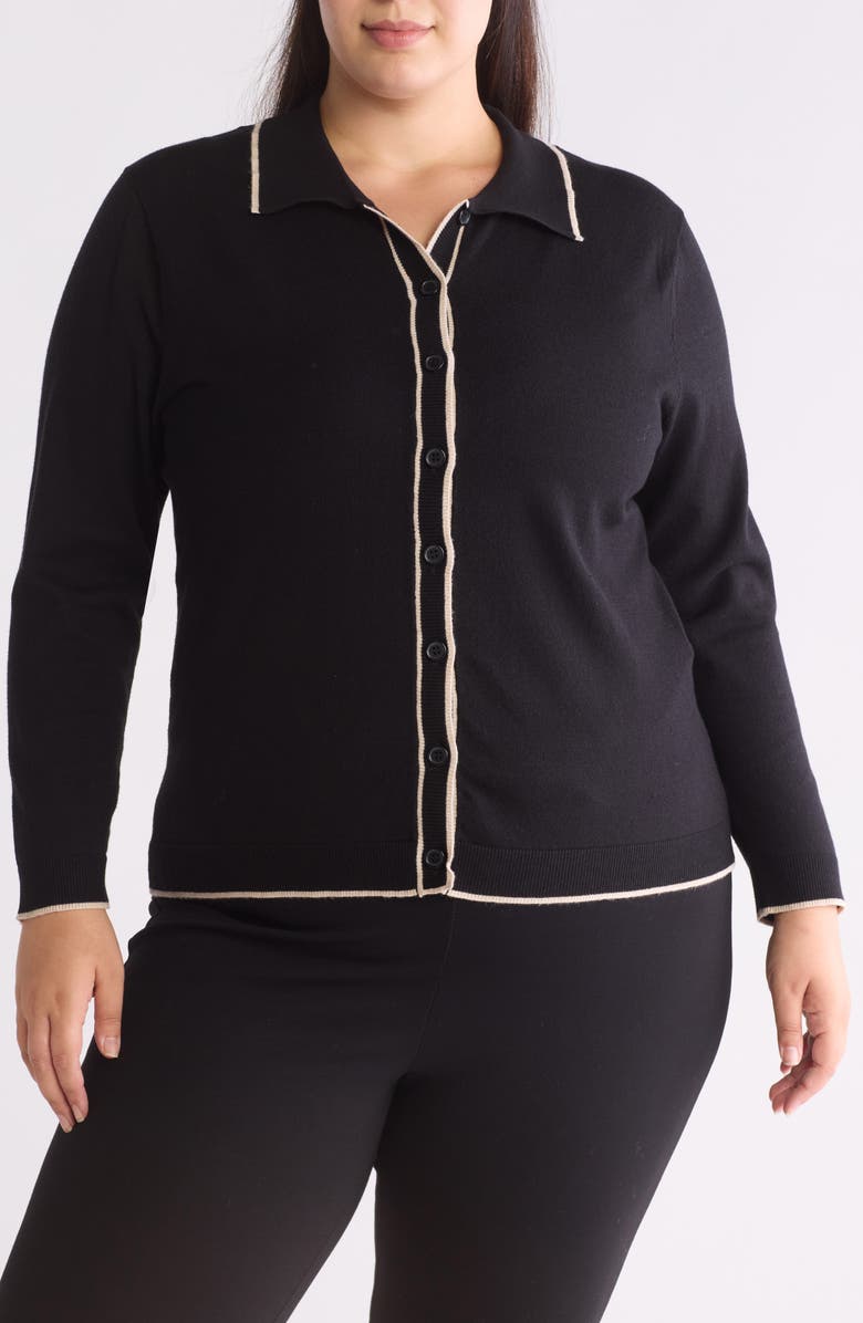 MAX STUDIO Tipped Button Up Polo Sweater, Main, color, 