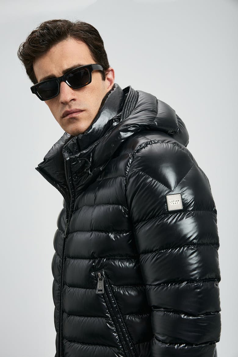 Gabriel Men's Shiny Goose Down Puffer Jacket, Alternate, color, Black