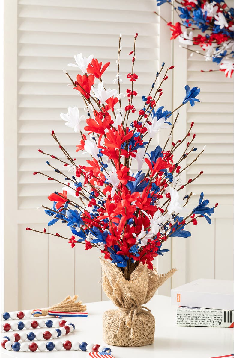 Glitzhome 21"H Patriotic Americana Floral Table Tree, Alternate, color, 