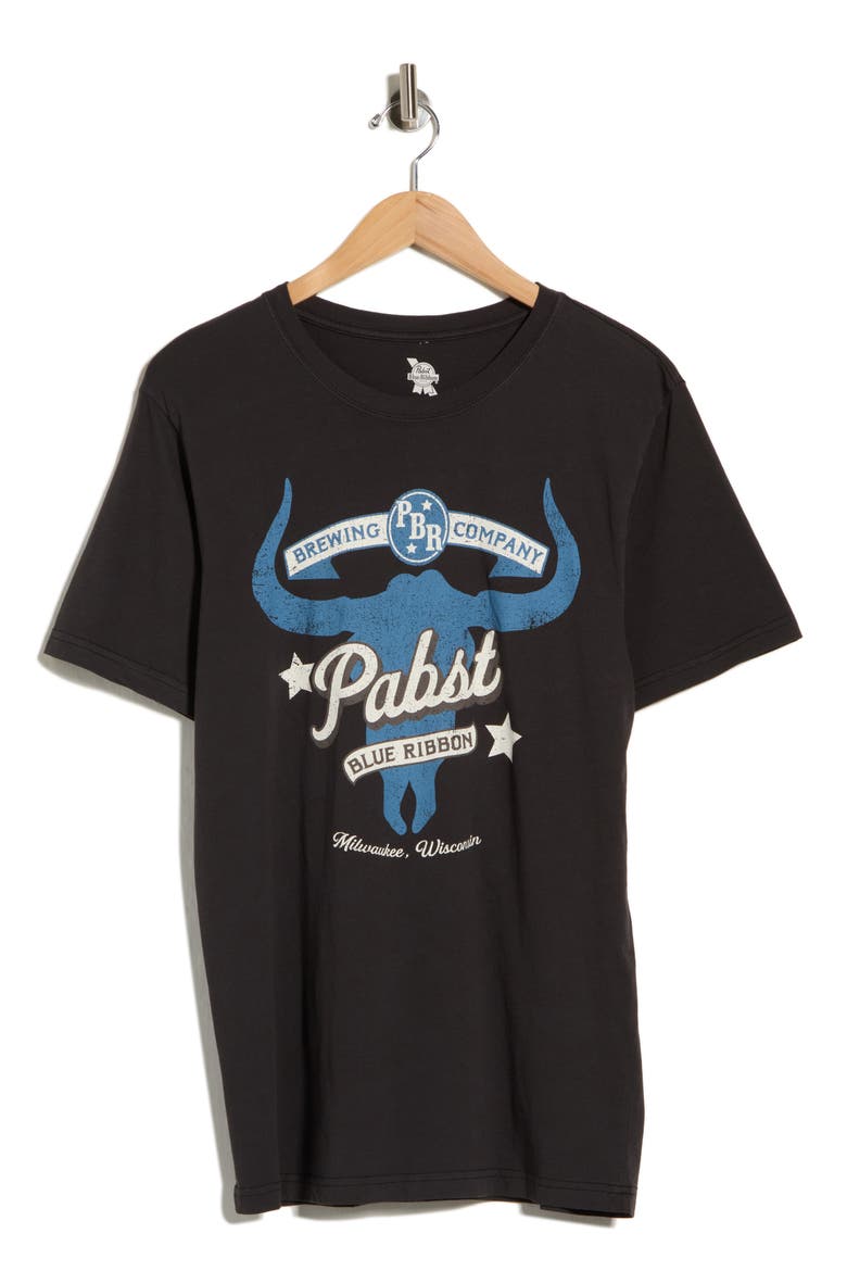 Pabst Steer Head Cotton Graphic T-Shirt, Main, color, BLACK