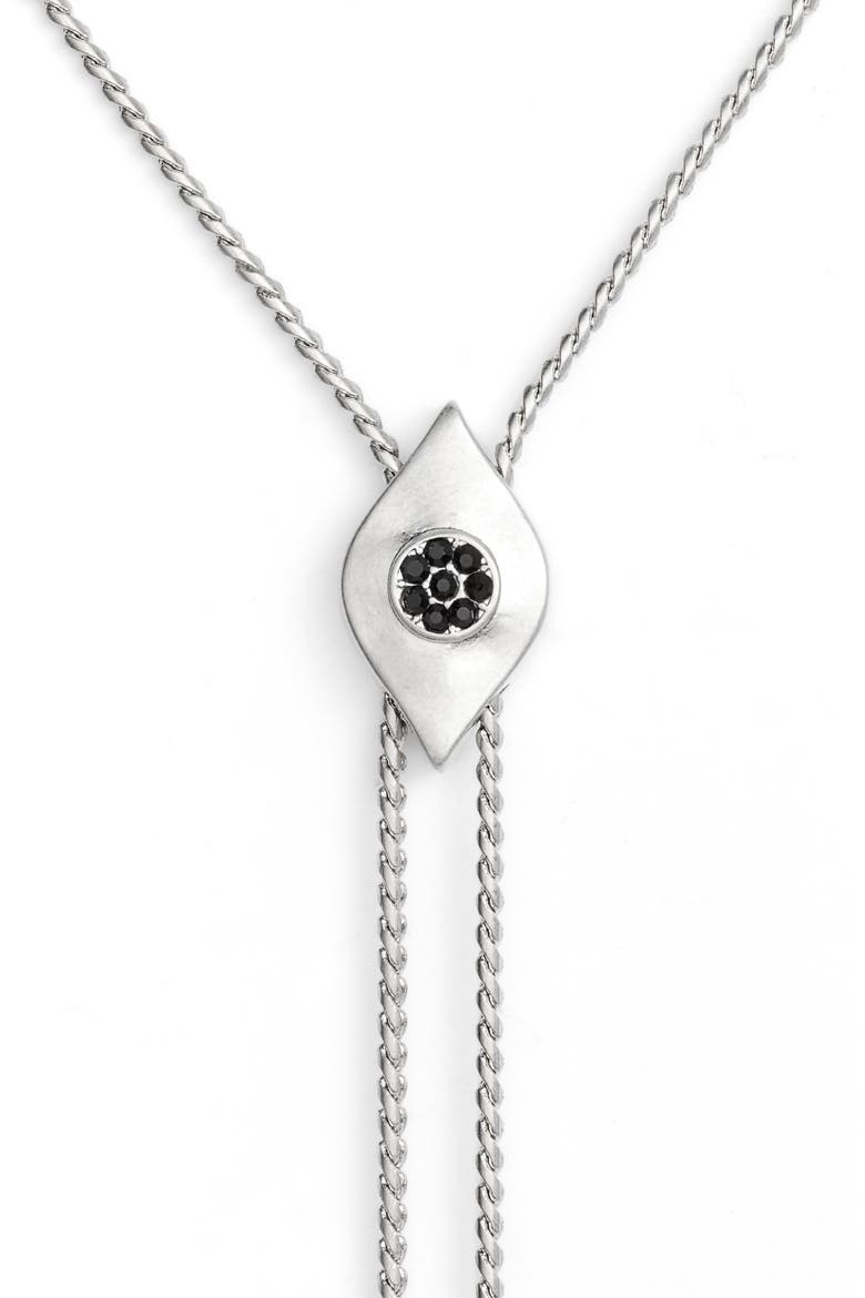Marquise Slide Bolo Necklace, Alternate, color, BLACK- RHODIUM