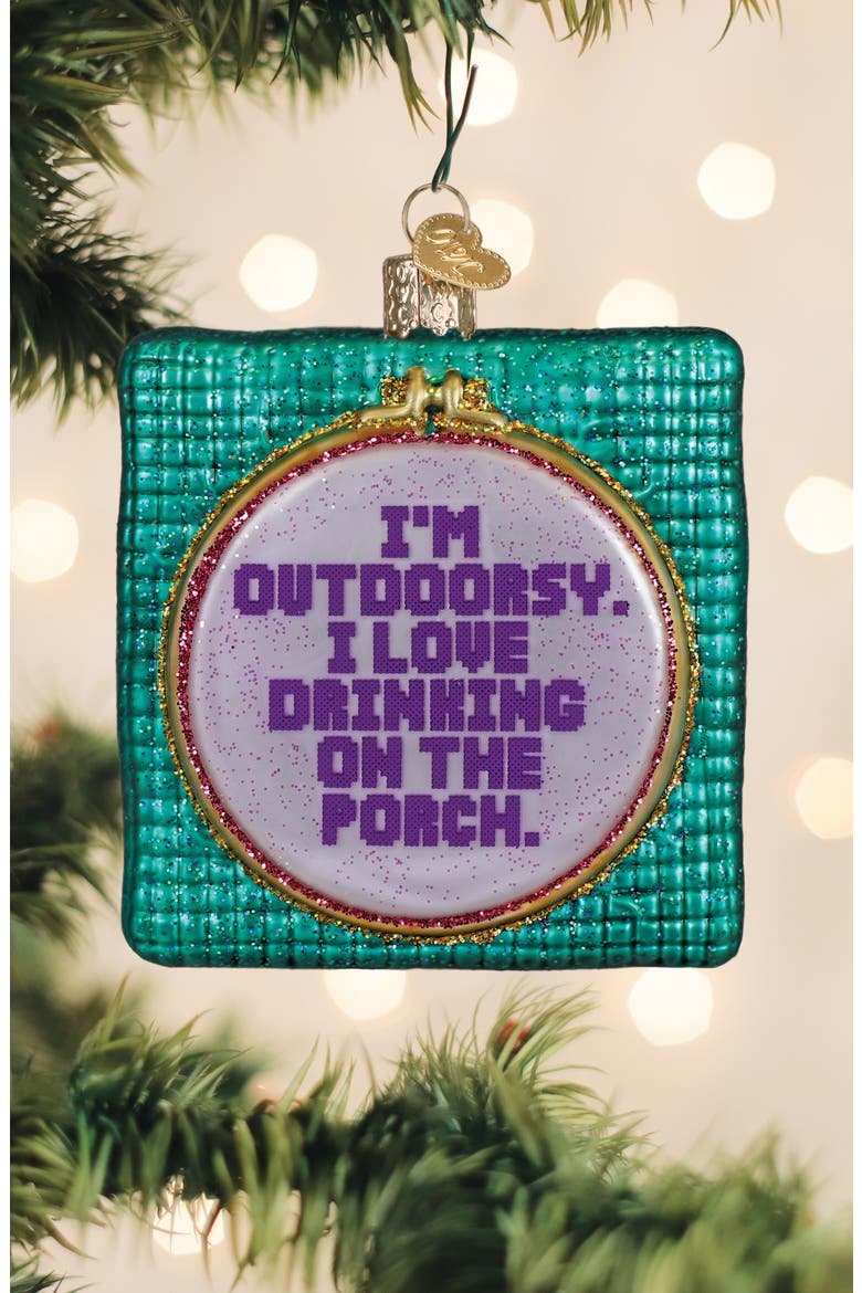 I'm Outdoorsy Glass Christmas Ornament, Alternate, color, TURQUOISE GREEN