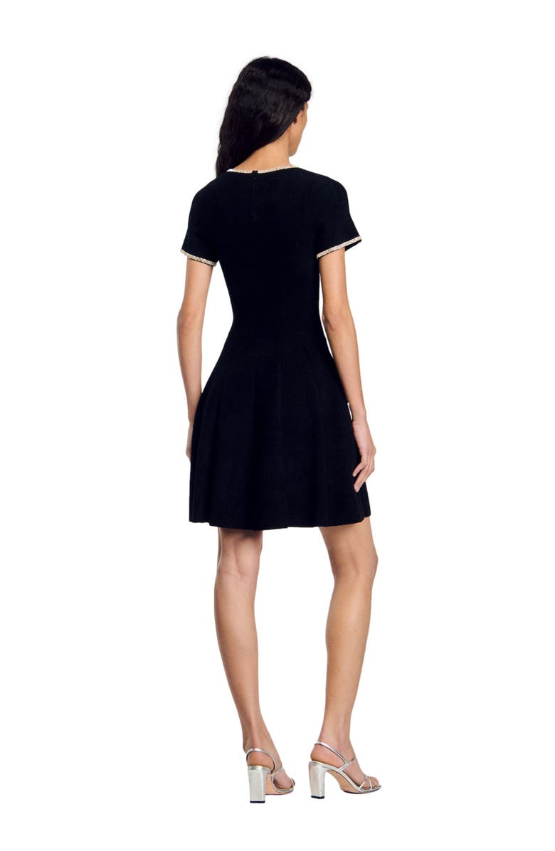 SANDRO Rhinestone velvet dress, Alternate, color, 