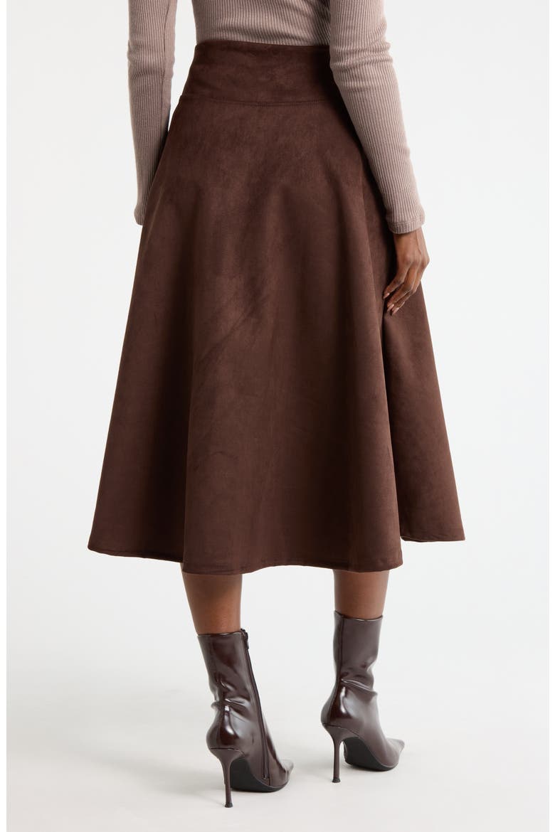 Faux Suede Flare Skirt, Alternate, color, CHOCOLATE