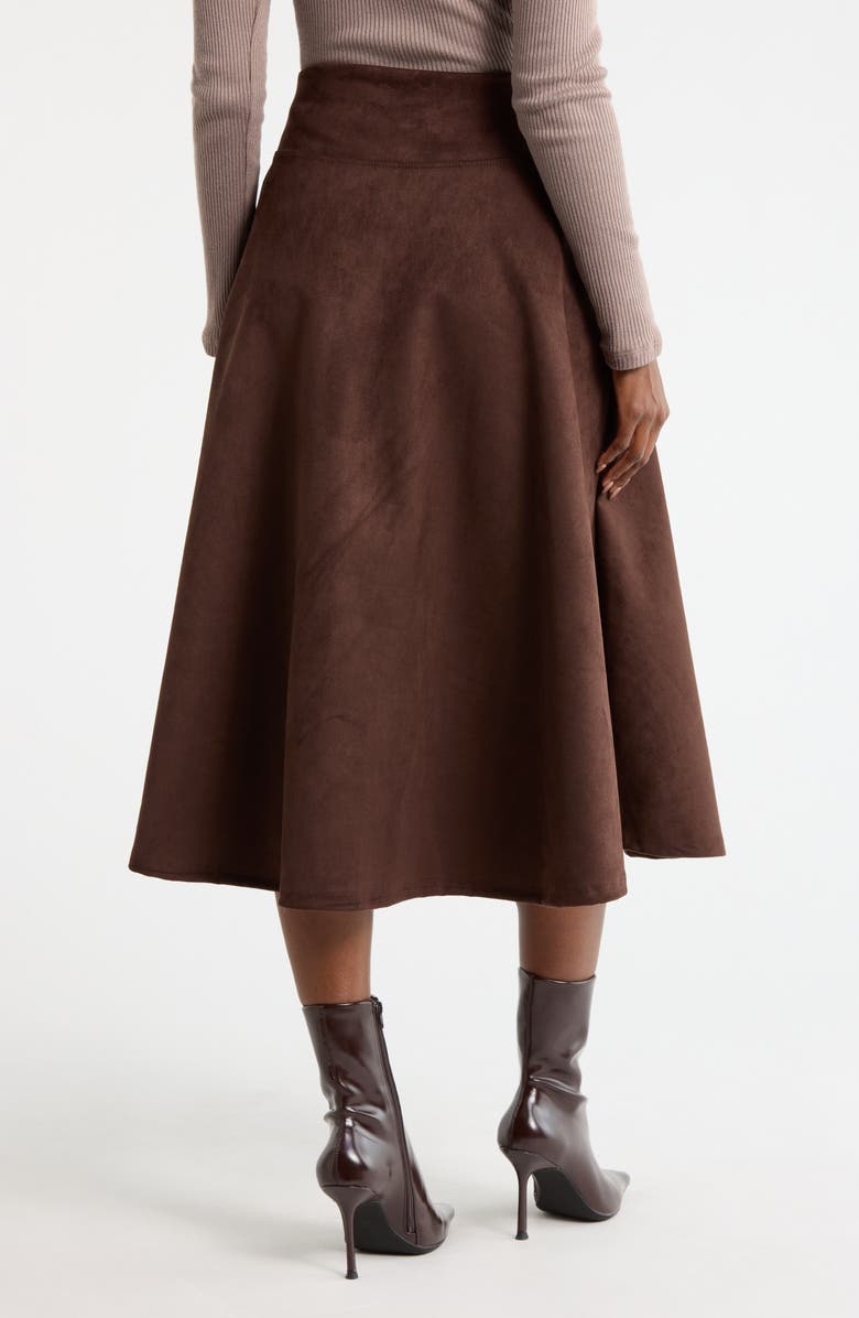 Renee C Faux Suede Flare Skirt, Alternate, color, Chocolate