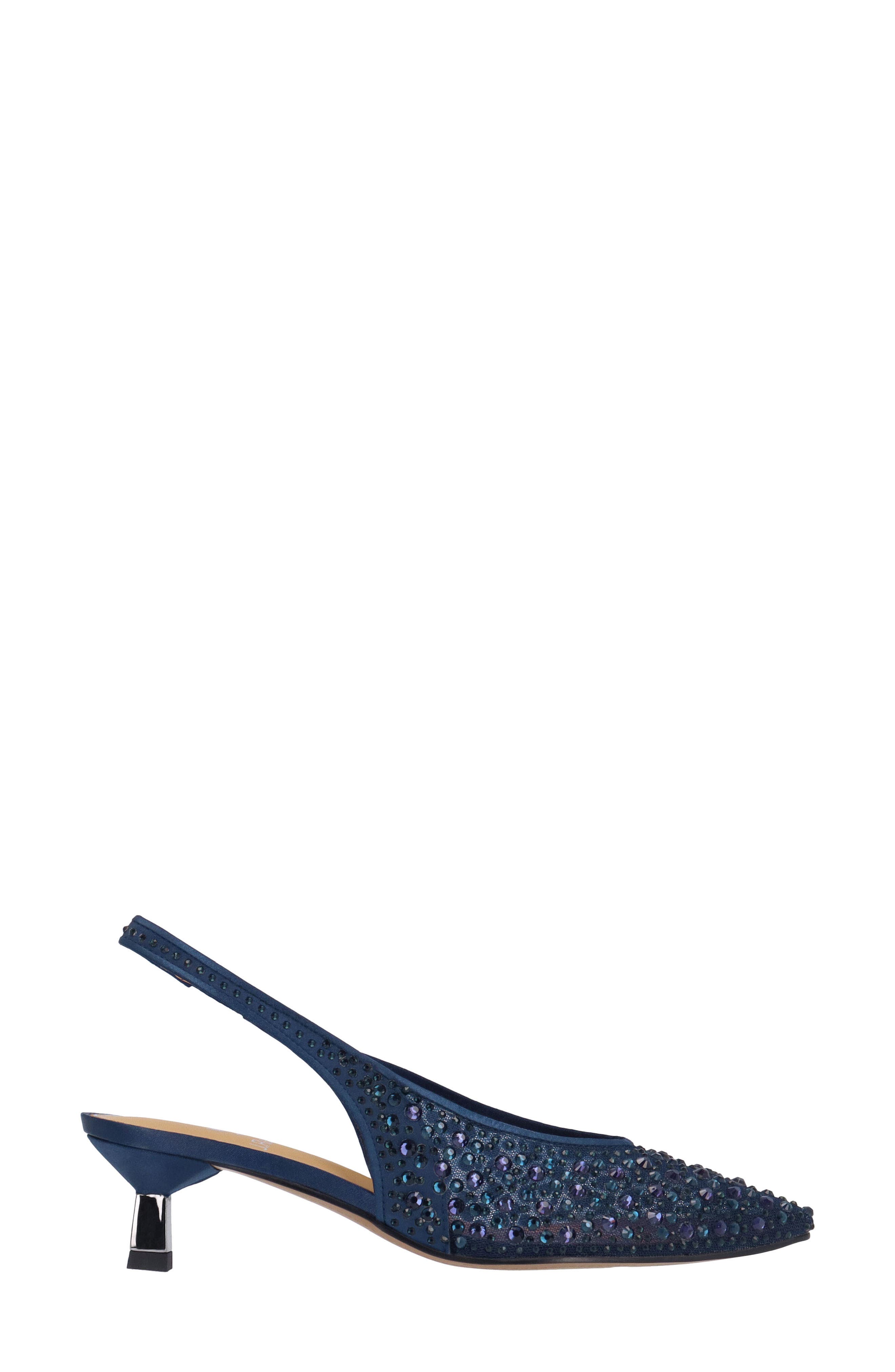 Tressa Slingback Pointed Toe Kitten Heel Pump, Alternate, color, NAVY