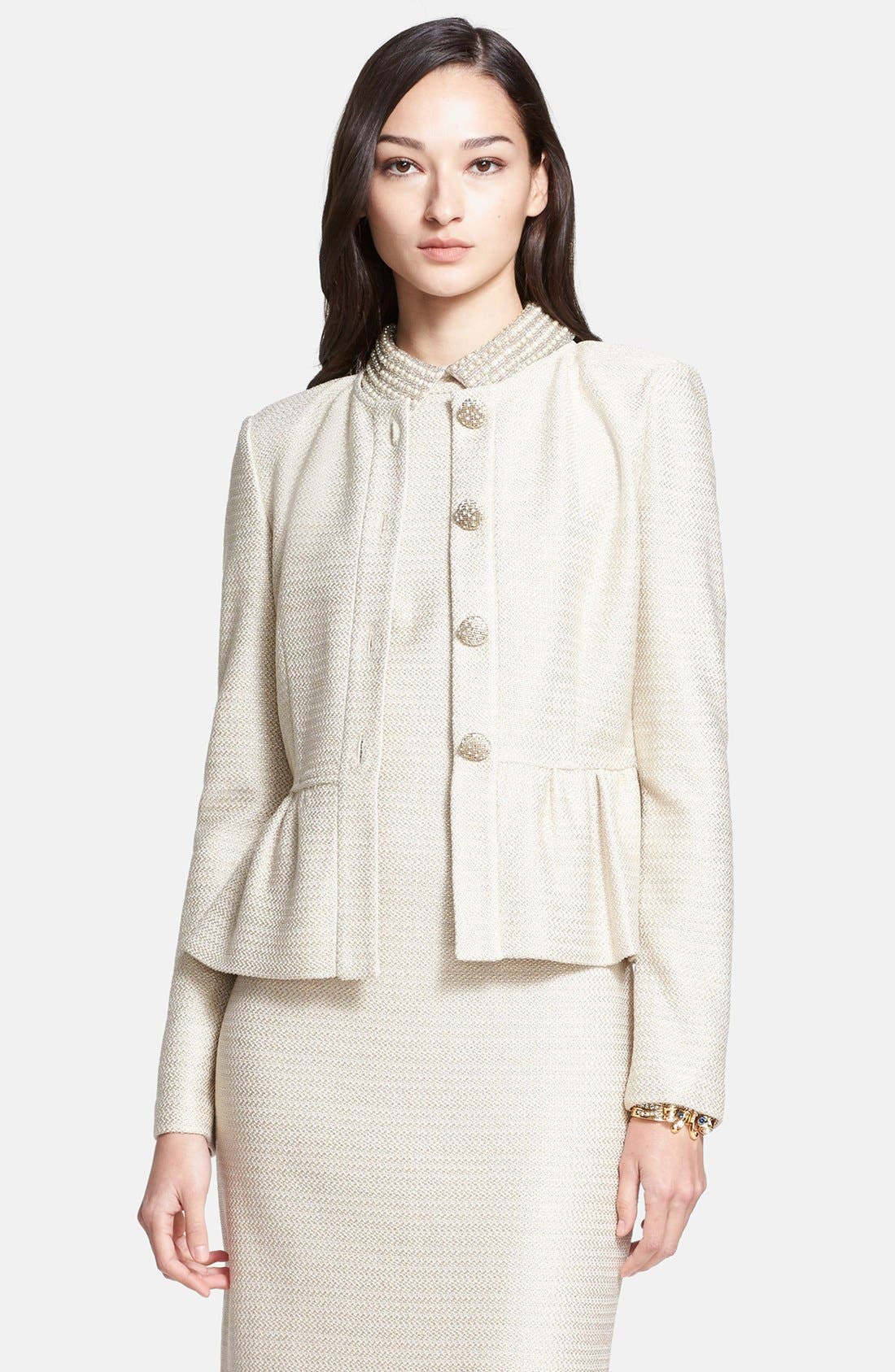 St. John Collection Sparkle Float Knit Collarless Jacket (Women ...
