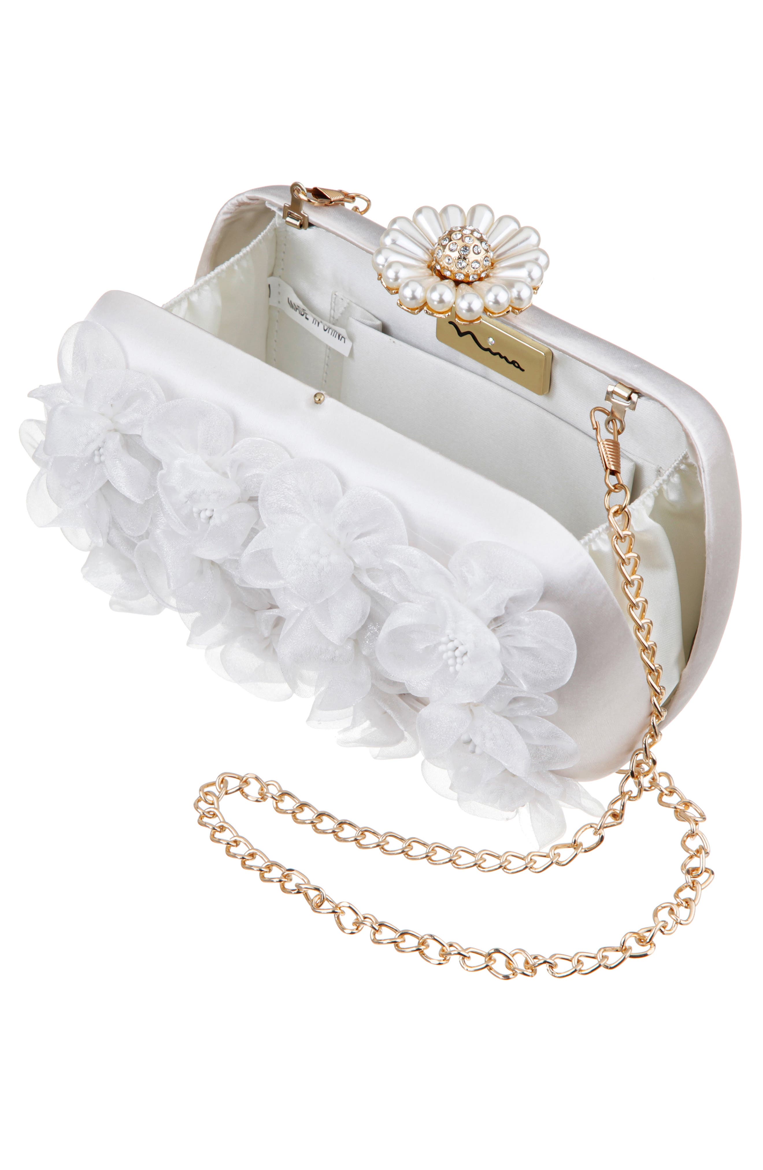 Nina Serenity Clutch, Alternate, color, White