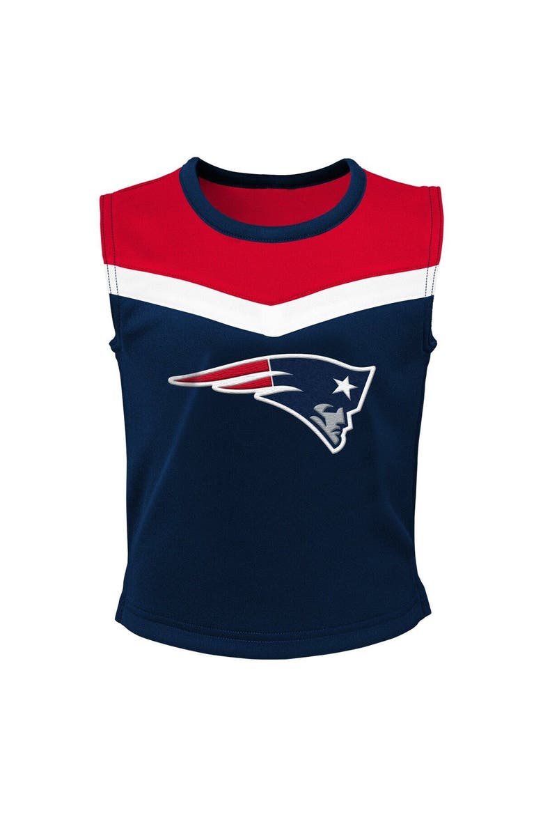 Girls Preschool Navy New England Patriots Spirit Cheerleader Two-Piece Set with Bloomers, Alternate, color, Navy