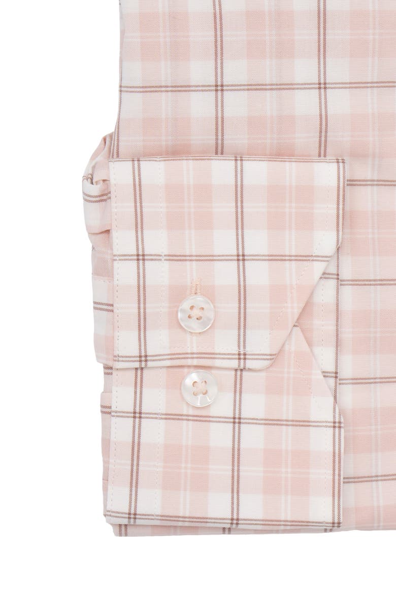 Lorenzo Uomo Trim Fit Large Windowpane Dress Shirt, Alternate, color, Pink