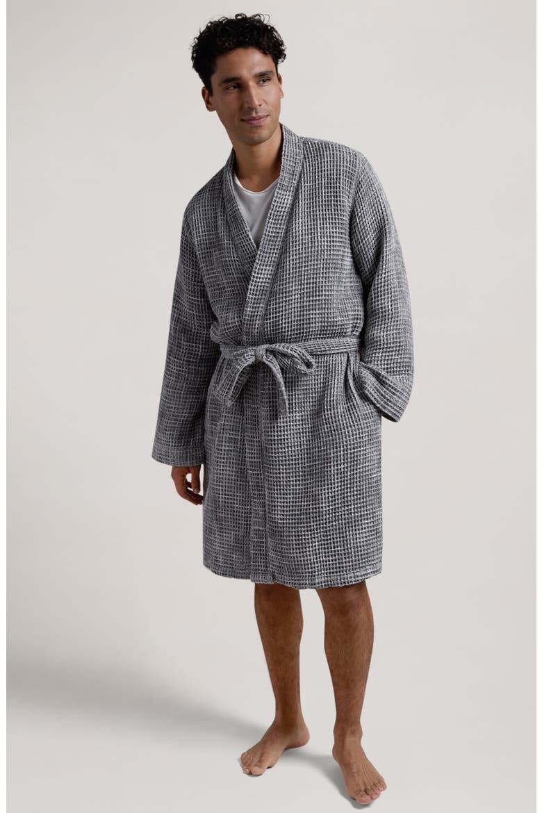 Gender Inclusive Waffle Knit Cotton Robe, Alternate, color, GREY