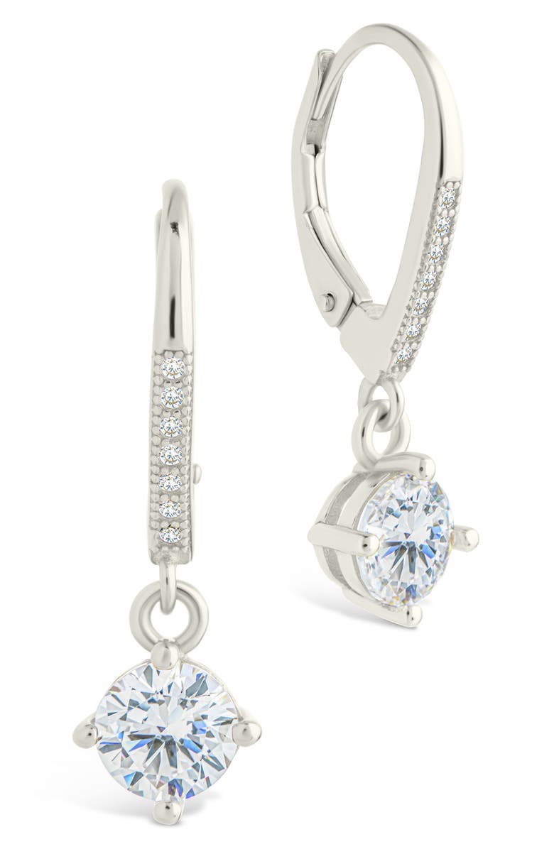 Sterling Forever Matilda Brilliant Cubic Zirconia Drop Earrings, Main, color, Silver