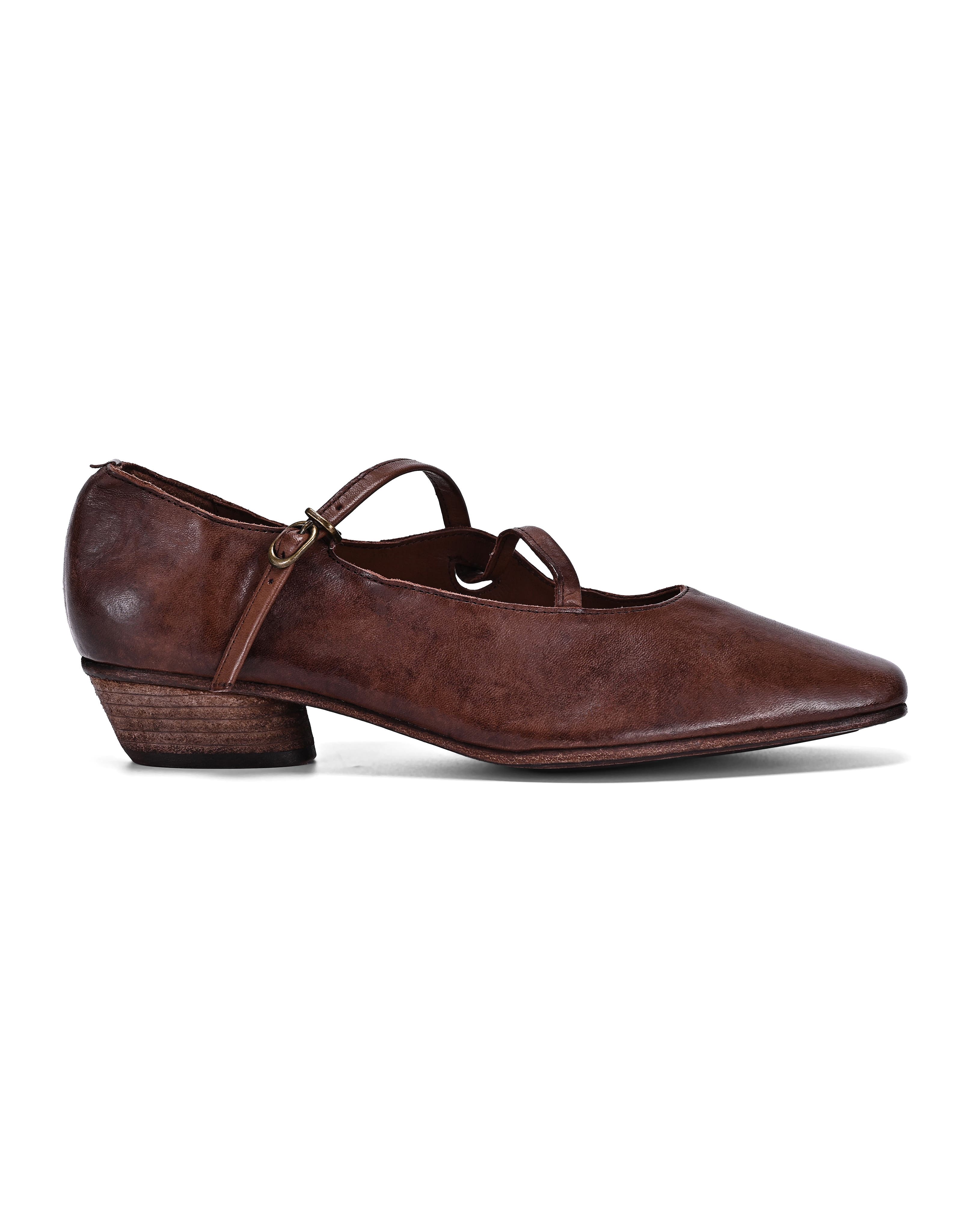 Ribbon Genuine Leather Elegant Strap Mary Jane Heel, Alternate, color, Coffee