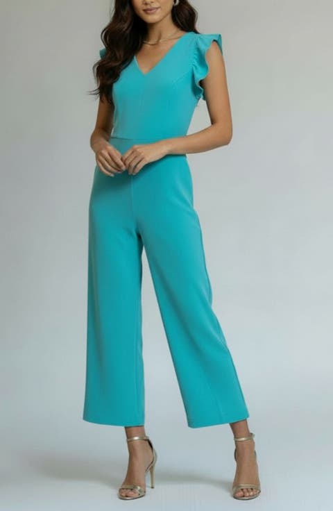 Kate Ruffle Sleeve V-Neck Jumpsuit