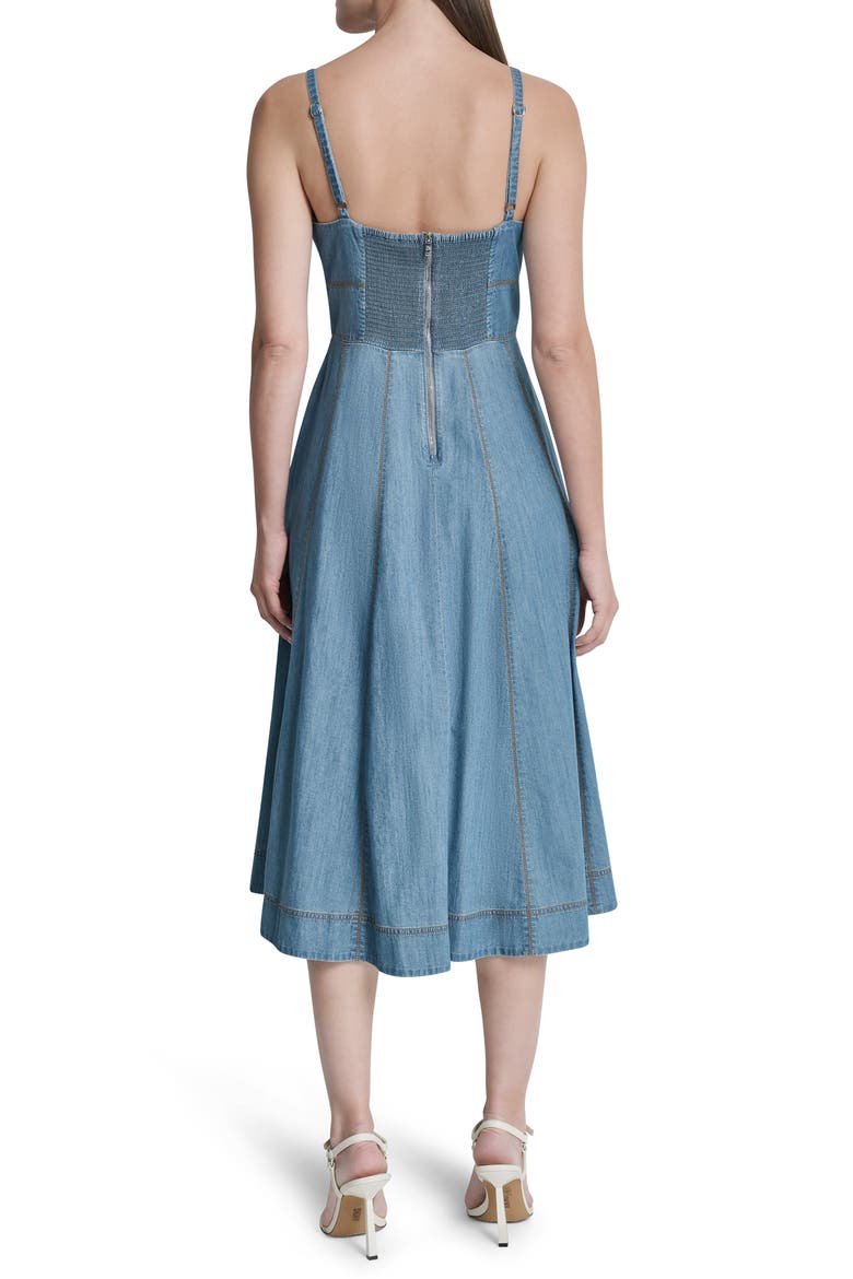 Cotton Blend Denim Fit & Flare Midi Dress, Alternate, color, DOWNTOWN W