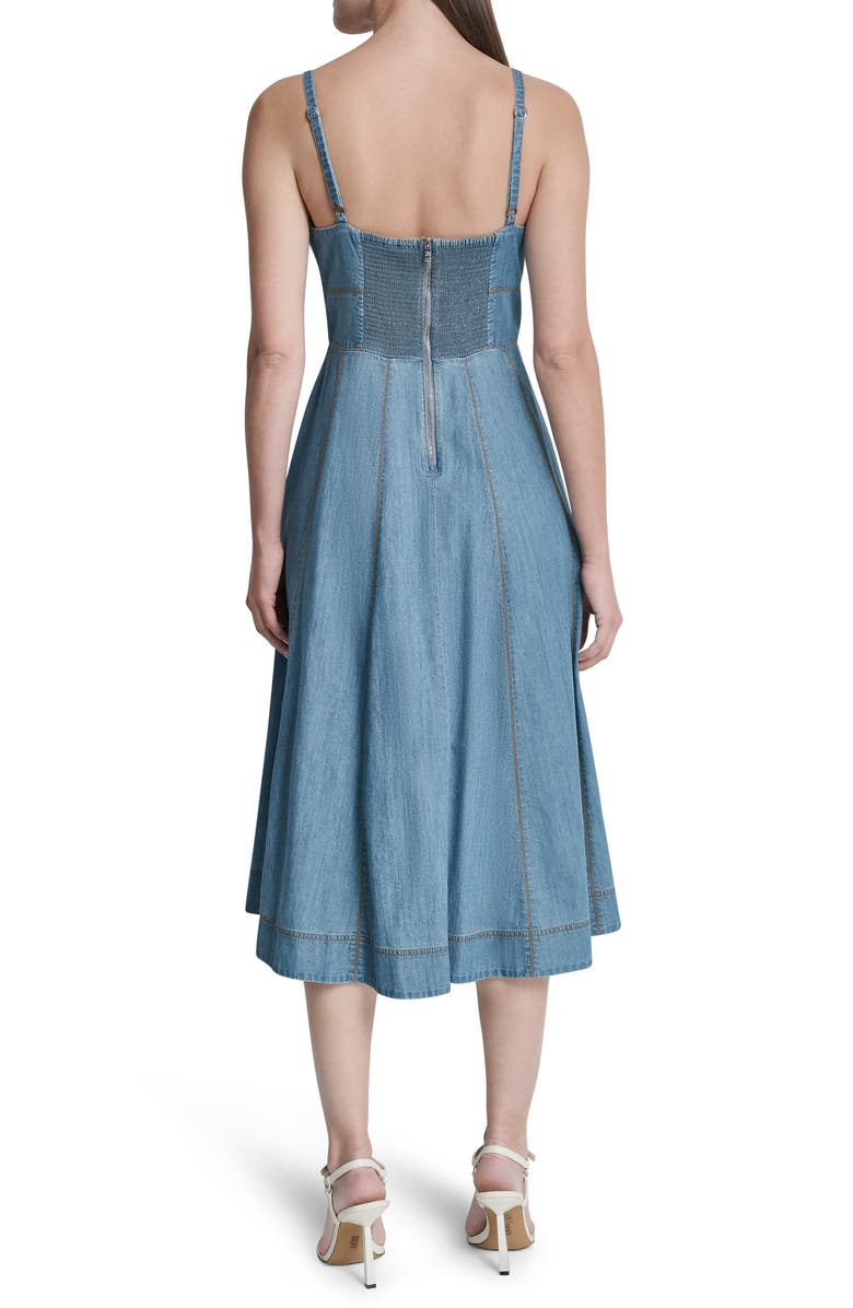 DKNY Cotton Blend Denim Fit & Flare Midi Dress, Alternate, color, Downtown W