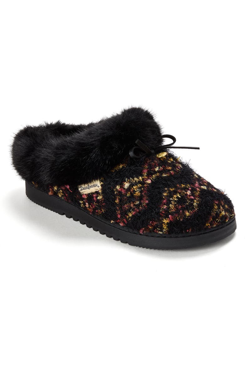 Dearfoams Daphne Knit Clog Slippers, Main, color, Black