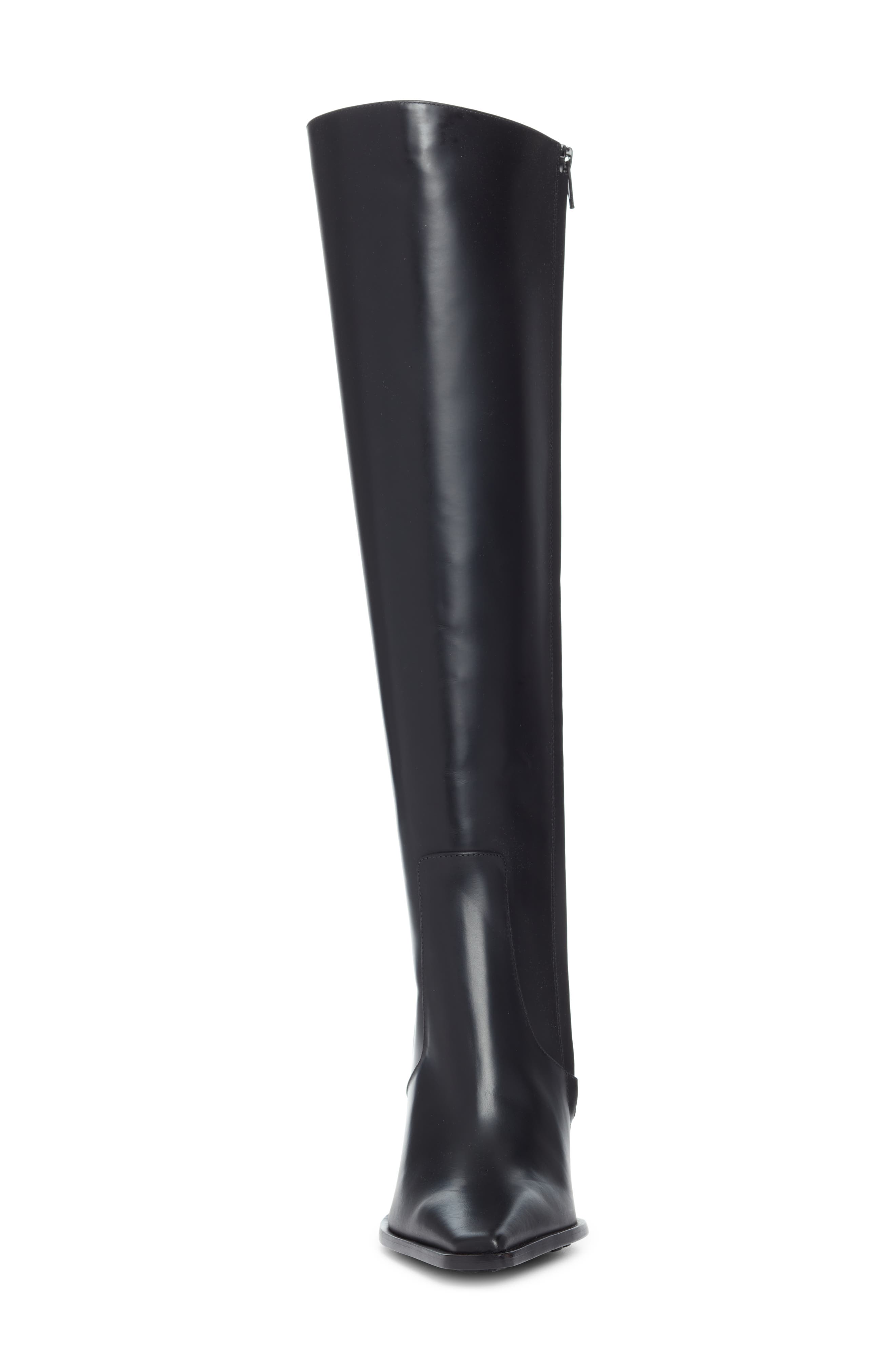 Bottega Veneta Tex Pointed Toe Knee High Boot, Alternate, color, Black Gold