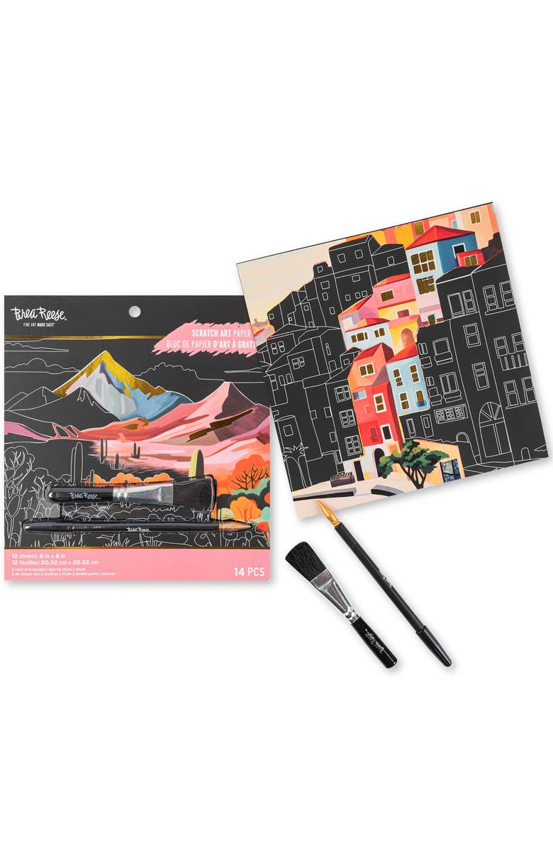 Brea Reese Scratch Art Paper Pad, Landscape Destinations, Alternate, color, Multicolored