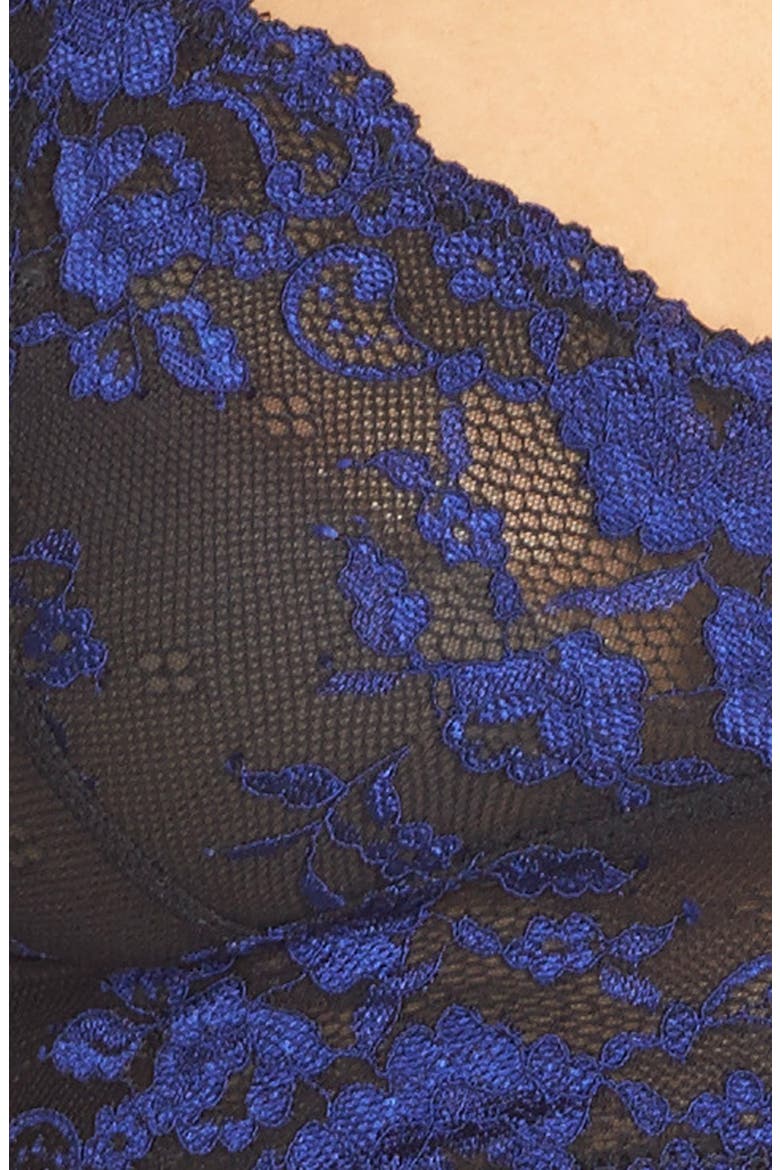 'Wild Roses' Cross Dye Racerback Bralette, Alternate, color, BLACK/ SAPPHIRE COMBO