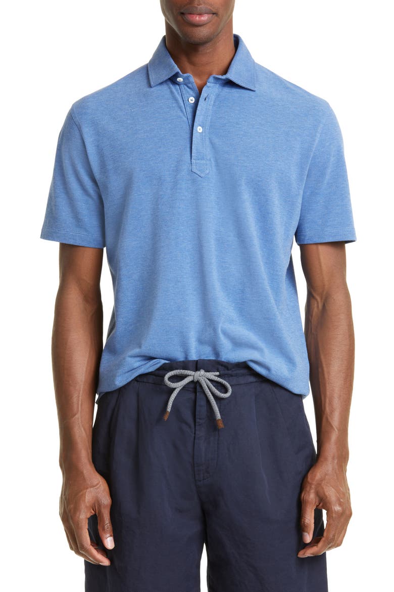 Short Sleeve Cotton Polo, Main, color, C210 CLOUD