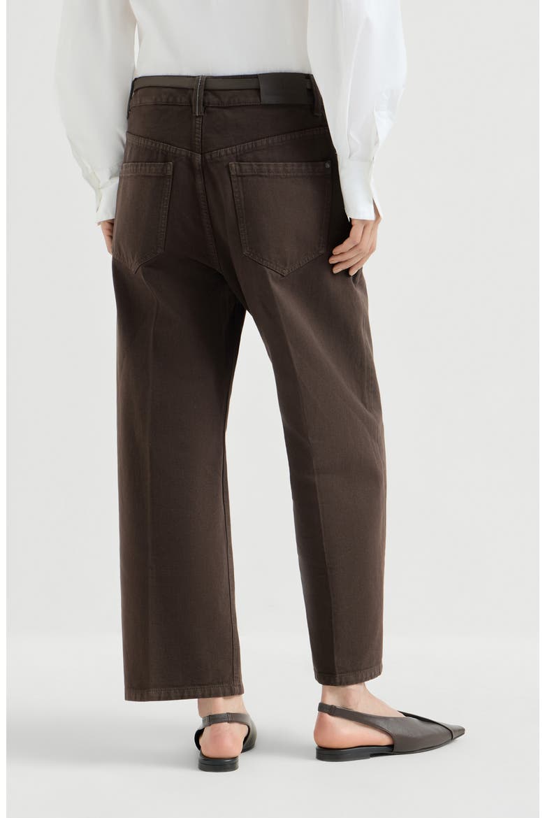 Dyed denim contemporary square trousers with monili, Alternate, color, Pine Cone Brown