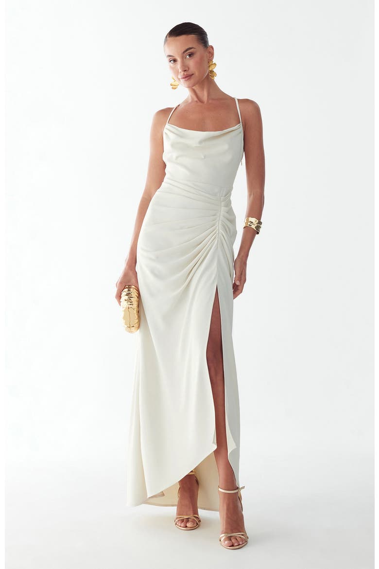 Eliza Draped Maxi Dress, Main, color, Off White