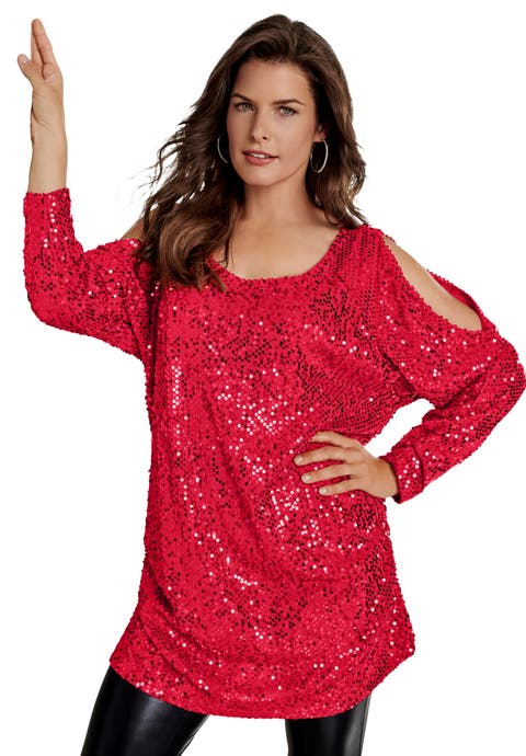 Cold-Shoulder Sequin Tunic (Plus)