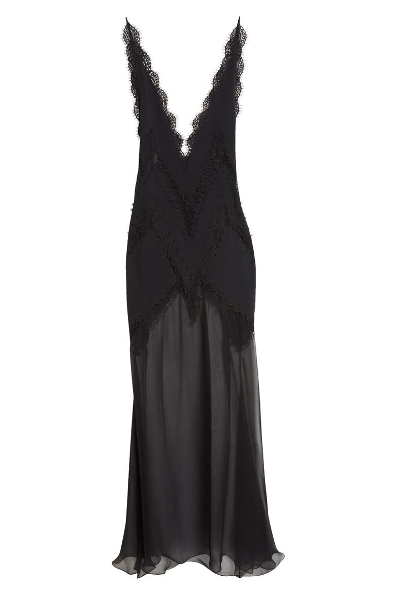 Enverse Satin Lace Slipdress, Alternate, color, BLACK